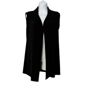 Chicos Travelers Black Kaylee Vest Slinky Jersey Knit Open Front Collared 1